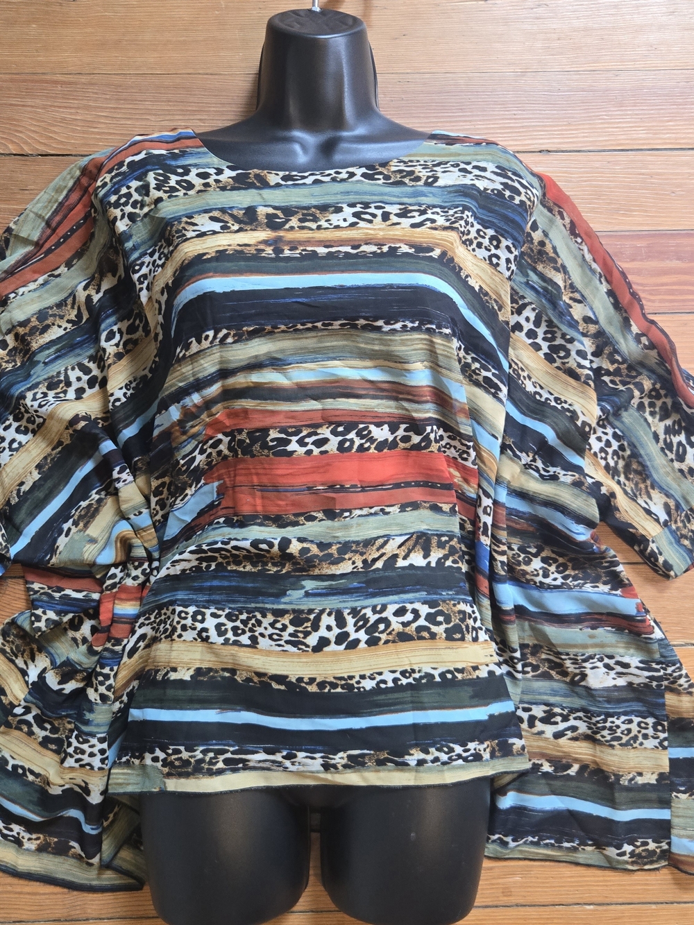Melissa Paige Kaftan Tunic Stripe Animal Print Boho Artsy Gremlincore Y2k Indie